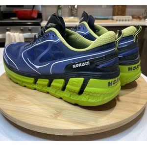 HOKA One One Men's Conquest Athletic Shoes Size 10.5 Blue Lime Black